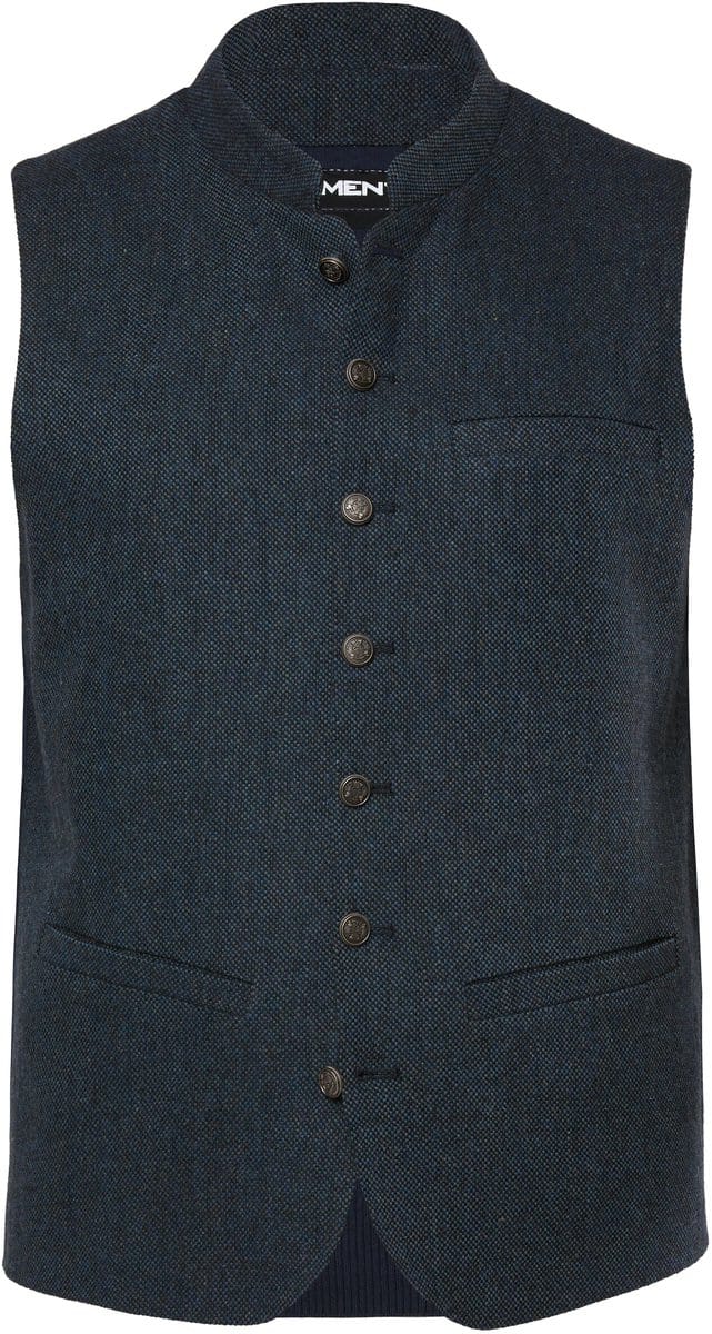 Men Plus - Heren - Gilet FLEXLASTIC® klederdracht gebreide achterkant - Navy blauw - Maat L