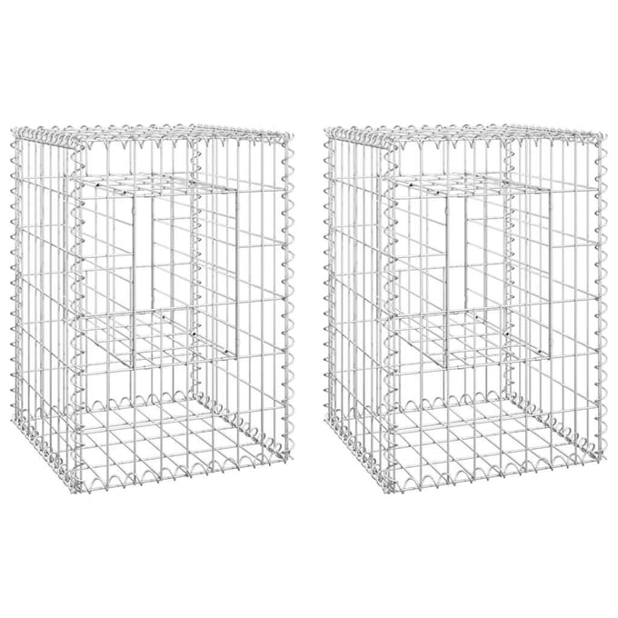vidaXL - Schanskorf - palen - 2 - st - 40x40x60 - cm - ijzer