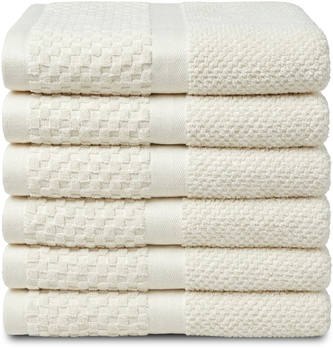 PHLOX Soft Popcorn Handdoeken 50x90 cm - Set van 6 - 100% Katoen 500 g/m2 - Creme