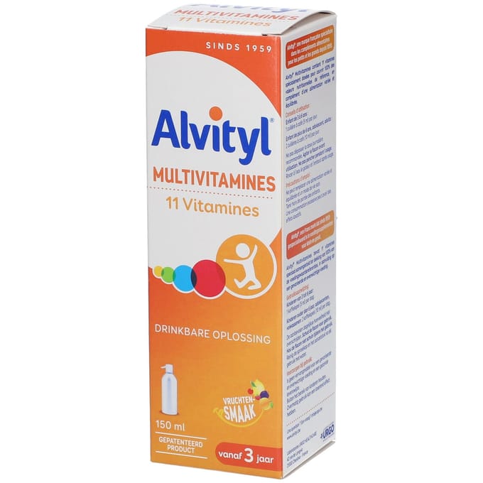 Alvityl Multivitaminen Siroop - Vloeibare multivitamine met 11 vitaminen voor kinderen en volwassenen - Vitamine C en D voor het immuunsysteem - Vanaf 3 jaar - Fruitsmaak - 150 ml