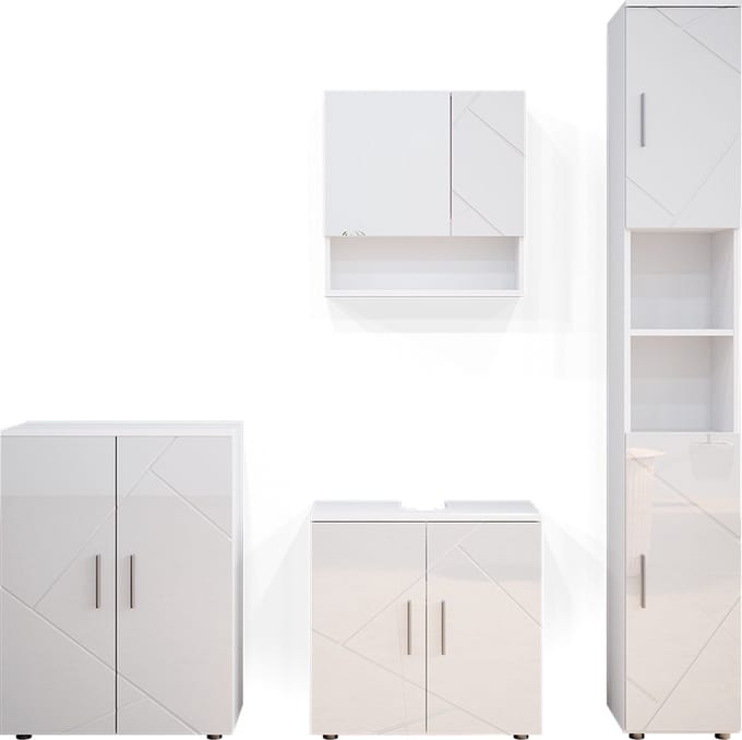 Vicco Badkamermeubel set Irma, Wit Hoogglans, 4-delig