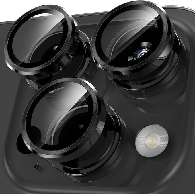iPhone 15 Pro / 15 Pro Max Camera Lens Screen Protector Zwart - Screenprotector - Camera Protector iPhone 15 Pro