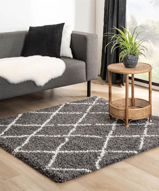 Vierkant berber vloerkleed - Habitat grijs/wit 100x100