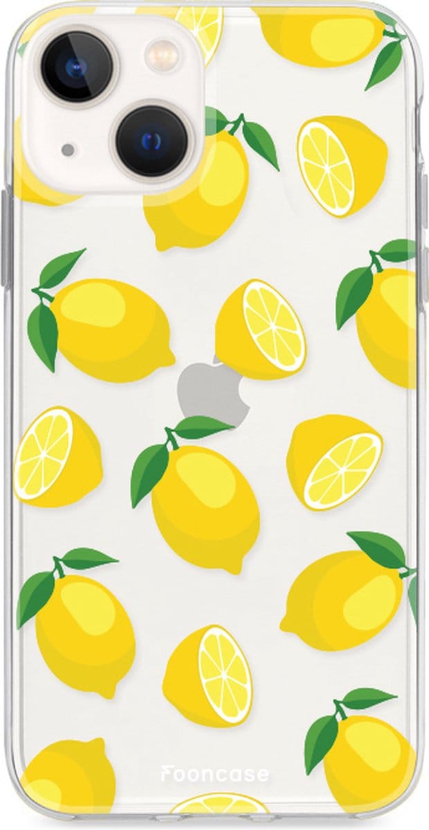 Fooncase Hoesje Geschikt voor iPhone 13 - Shockproof Case - Back Cover / Soft Case - Lemons / Citroen / Citroentjes