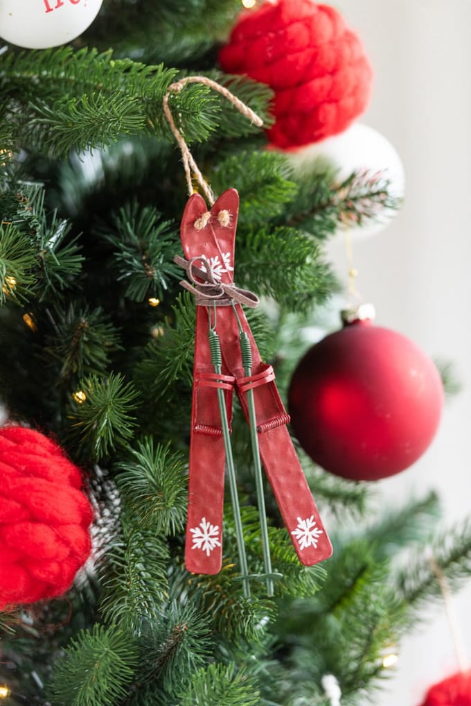 J-Line kersthanger Ski's - metaal - mix - 3 stuks