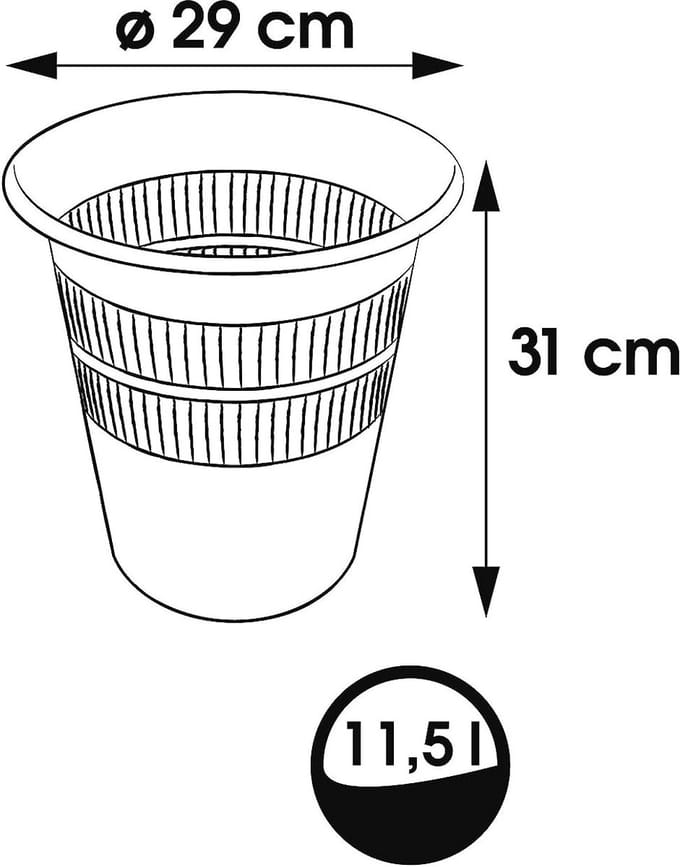 Ronde afvalbak met deksel 11,5 liter Zilver