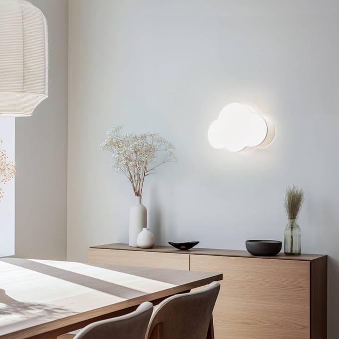 TK Lighting Wandlamp Cloud, beige, 43 cm breed, textiel, wolk, E27