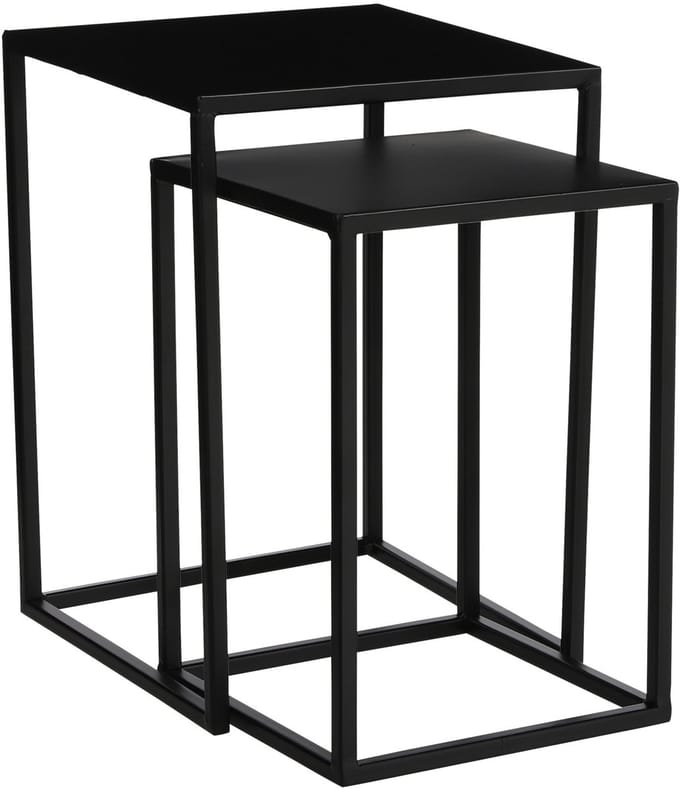 Mica Decorations Goa Bijzettafel - Set van 2 - L30 x B30 x H42 cm - Metaal - Zwart