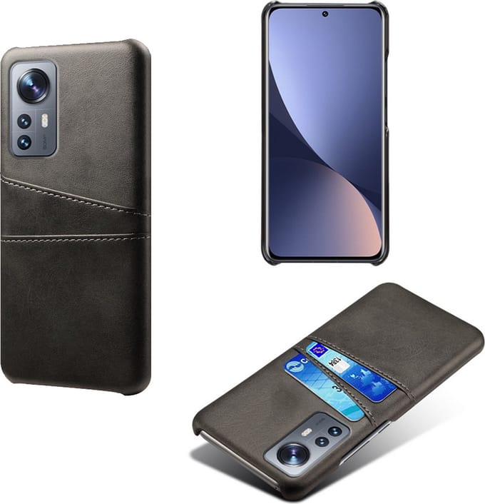 Backcover met Opbergvakjes + PMMA Screenprotector voor Xiaomi 12 Pro _ Zwart