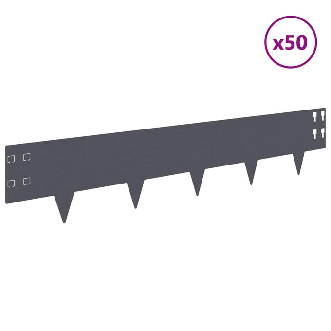 vidaXL - Gazonrand - 50 - st - 100 - x - 20 - cm - Staal - Antracietkleurig