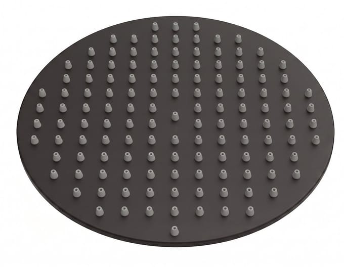 Badplaats Douchekop Rond 20 x 20 cm – Mat Zwart – Hoofddouche van Messing