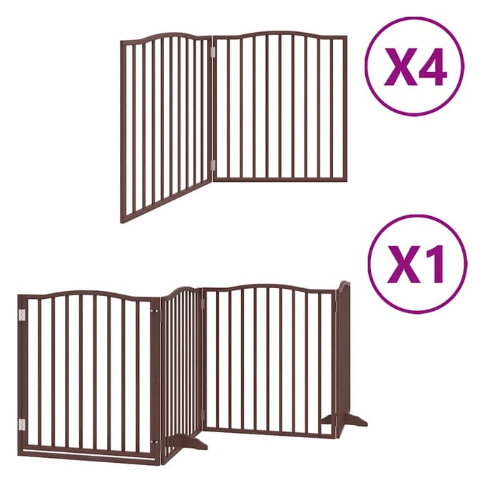 vidaXL Hondenhek inklapbaar 12 panelen 960 cm populierenhout bruin