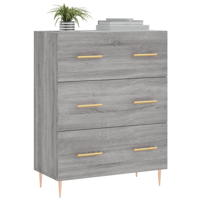 vidaXL - Dressoir - 69,5x34x90 - cm - bewerkt - hout - grijs - sonoma - eikenkleurig