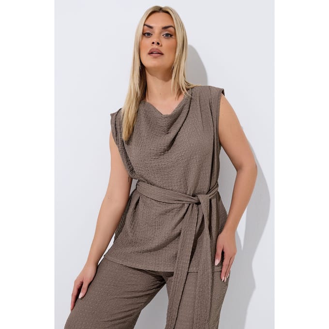 Limited Collection Bruine Mouwloze Top Met Structuur Size 42