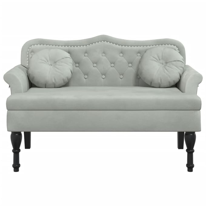 vidaXL - Bank - met - kussens - lichtgrijs - 120,5x65x75 - cm - fluweel