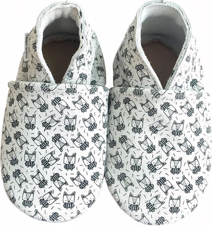 Lichtgrijze suede babyslofjes van Wall-Vis maat 21/22