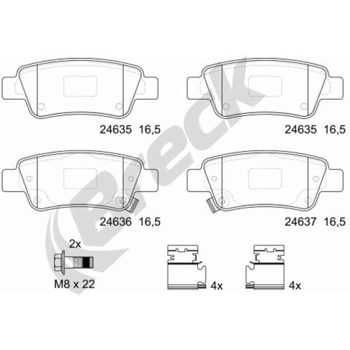 Remblokset BRECK 24635 00 704 00, achter