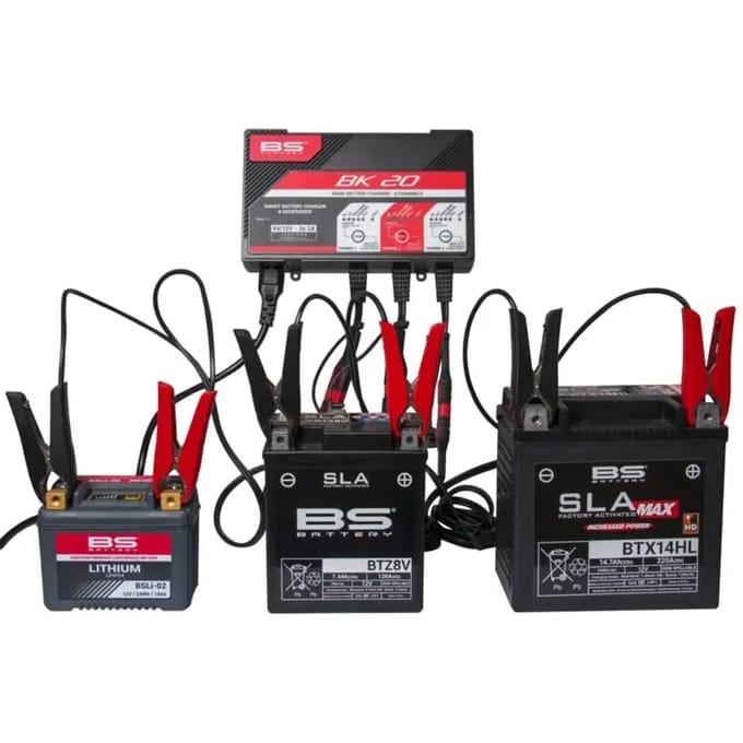 Chargeur multi batterie électronique intelligent BS Battery BK20 pour 3 moto