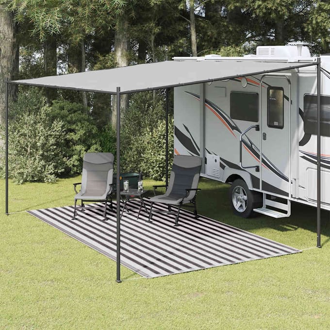 vidaXL - Tenttapijt - 200x400 - cm - antracietkleurig - en - wit