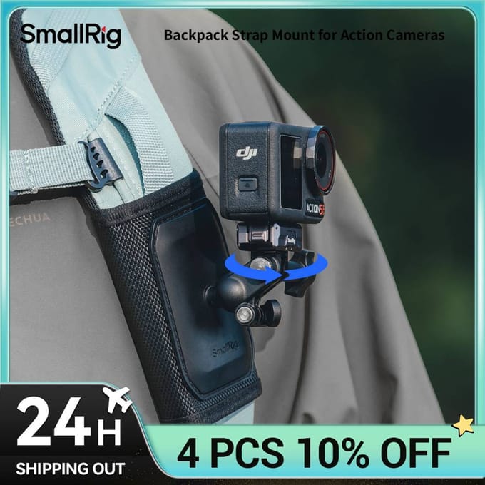 SmallRig 5721 Hook and Loop Backpack Strap Mount for Action Cameras