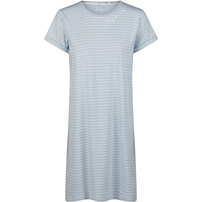 By Louise Dames Nachthemd Korte Mouw Blauw Gestreept - Maat S | Big shirt | Slaaphemd