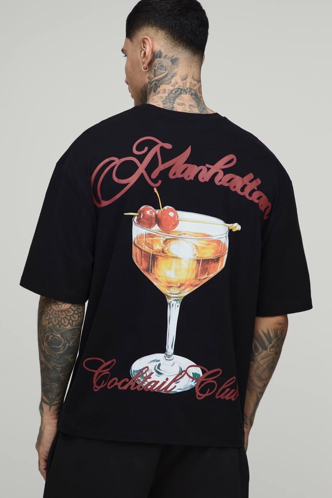 Lang Oversized T-shirt Met Manhattan Print | Black | Size Small