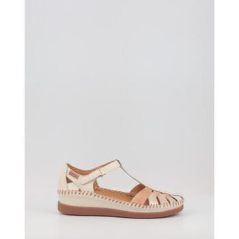 Pikolinos dames witte leren halfopen sleehak sandalen - Cadaques