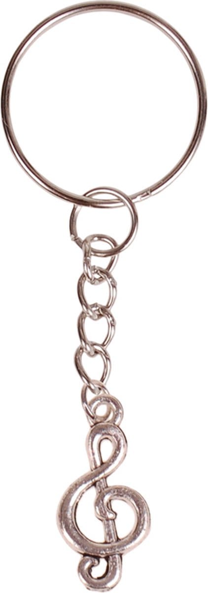 Sleutelhanger - Hangertje Muzieksleutel zilverkleurig 2cm