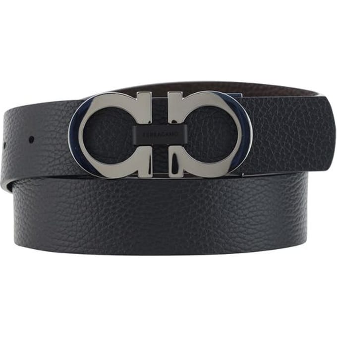 Ferragamo Zwarte Kalfslederen Bos Taurus Regular Riem