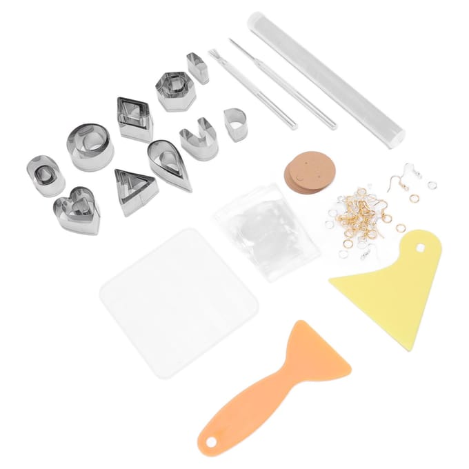 Ensemble de 130 pièces de Formes pour Argile Polymère Kit Boucles d'Oreilles en Argile Polymère pour Fabrication DIY Boucles d'Oreilles en Argile Artisanat DIY white