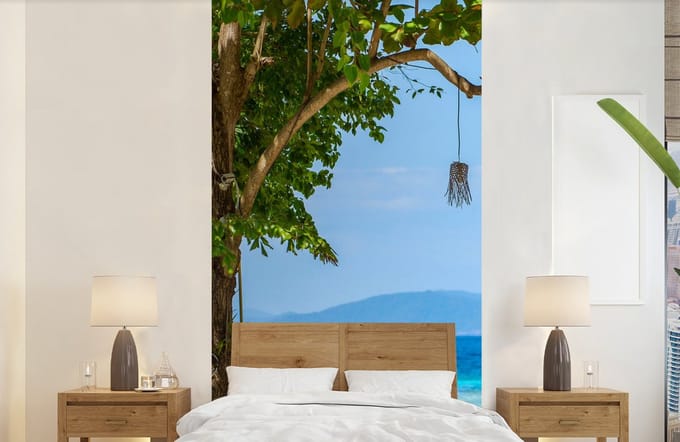 Behang - Fotobehang Tropisch - Strand - Zee - Breedte 120 cm x hoogte 240 cm