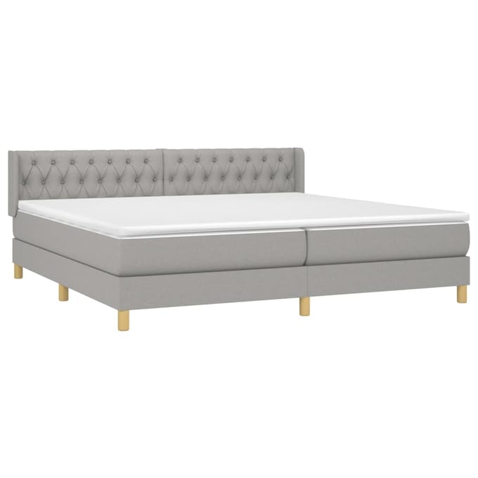 vidaXL - Boxspring - met - matras - stof - lichtgrijs - 200x200 - cm