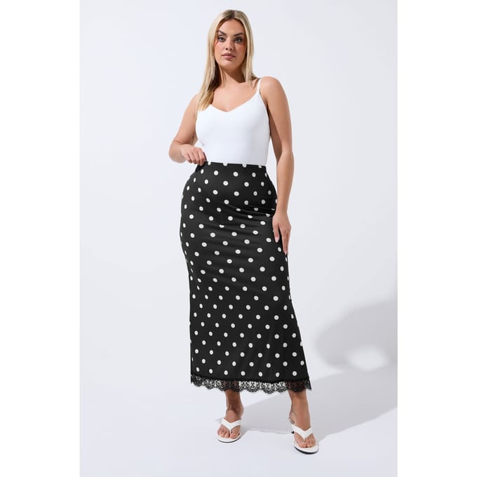 Limited Collection Zwarte Rok Met Stippen En Kanten Zoom Size 44