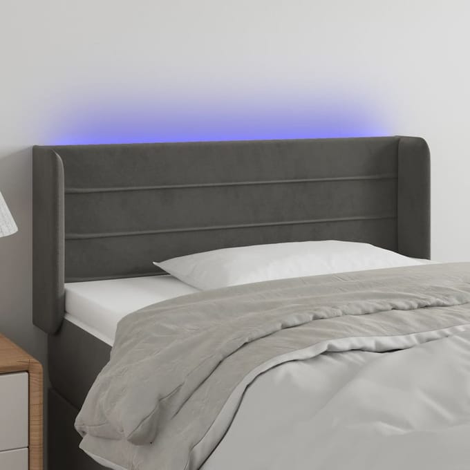 vidaXL - Hoofdbord - LED - 103x16x78/88 - cm - fluweel - donkergrijs