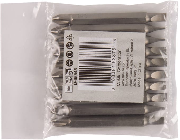 Makita Schroefbit Dubbel PH2-SL5 65mm Navul 10 Stuks - D-65545