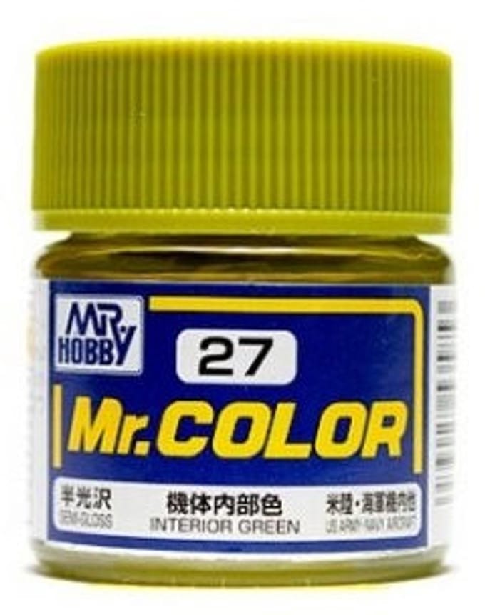 Gunze Mr. Hobby C-027 - Mr. Color 10 ml Interior Green - Lacquer Modelbouwverf