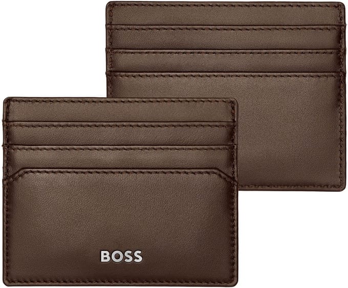 HUGO BOSS Leren Kaarthouder Classic Smooth Card Holder Brown Bruine