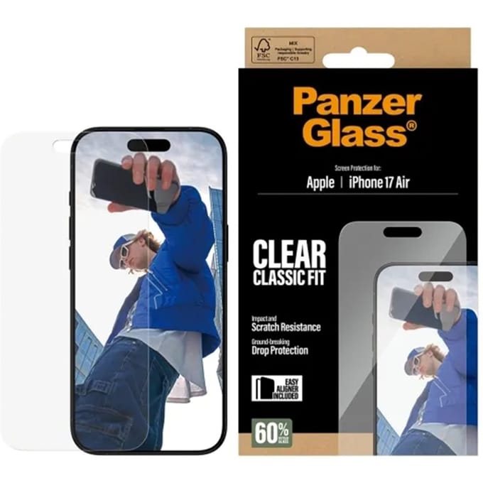 PanzerGlass Screenprotector geschikt voor Apple iPhone Air Glazen | PanzerGlass Classic Fit Screenprotector - Case Friendly