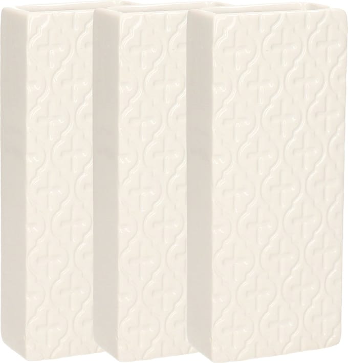Gerimport Waterverdamper - 3x - wit - keramiek - 400 ml - radiatorbak luchtbevochtiger - 7,4 x 17,7 cm