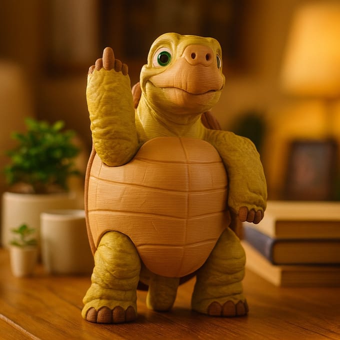 AnimalsAttitude – Grote Schildpad Figurine met Middelvinger – 3D-geprint PLA Beeldje – Unique Display Ornament