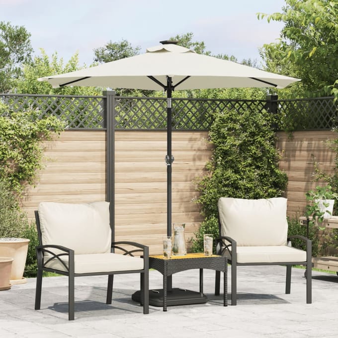 vidaXL Parasol met stalen paal 225x225x212 cm wit