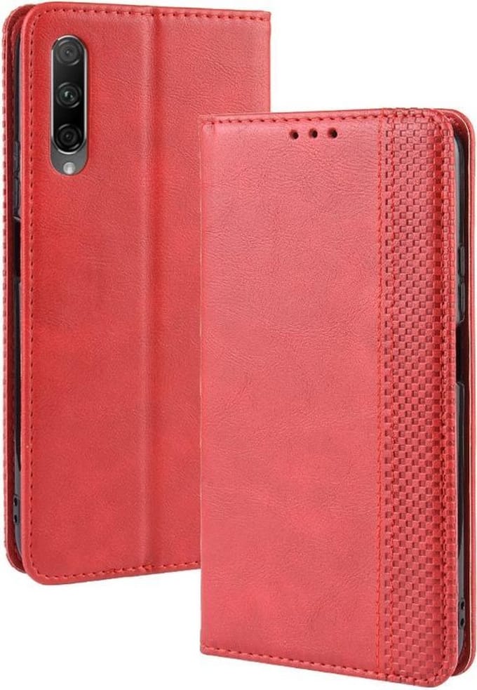 Vintage Book Case - Geschikt voor Huawei P Smart Pro Hoesje - Rood