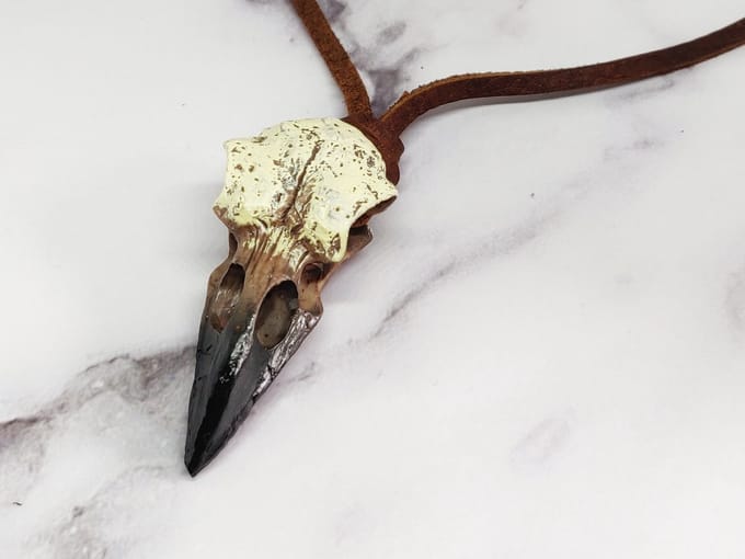 Mei's - Viking Raven Head - ketting heren - raaf - bruin - 45 t/m 65 cm