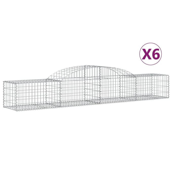 vidaXL - Schanskorven - 6 - st - gewelfd - 300x50x40/60 - cm - gegalvaniseerd - ijzer