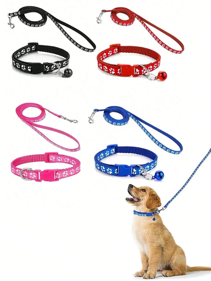 Équipé d'une boucle réglable, tendance et collier, convient aux petits chiens et chats, avec plusieurs couleurs au choix Red blue