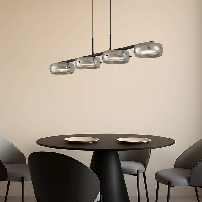 Lucande LED hanglamp Martis, zwart, 4-lamps, dimbaar