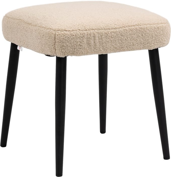 MODFU Poef 42x42x47 cm van polyester, gestoffeerd in kasjmierlook, beige