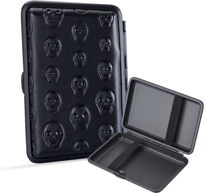 Sigarettendoosjes Zwart – 14 Sigaretten – Skull Design – PU Leder