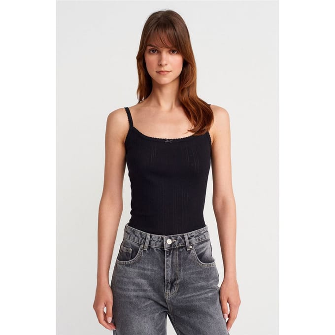 Slim Fit Geribbelde Katoenen Camisole Top