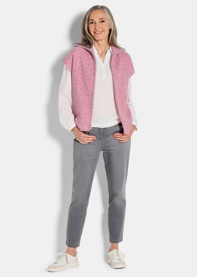 Gebreide bodywarmer met rits - rosé - Gr. 54 van Goldner Fashion